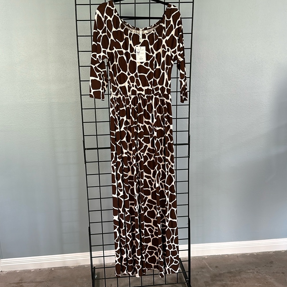Plus size long giraffe print dress
